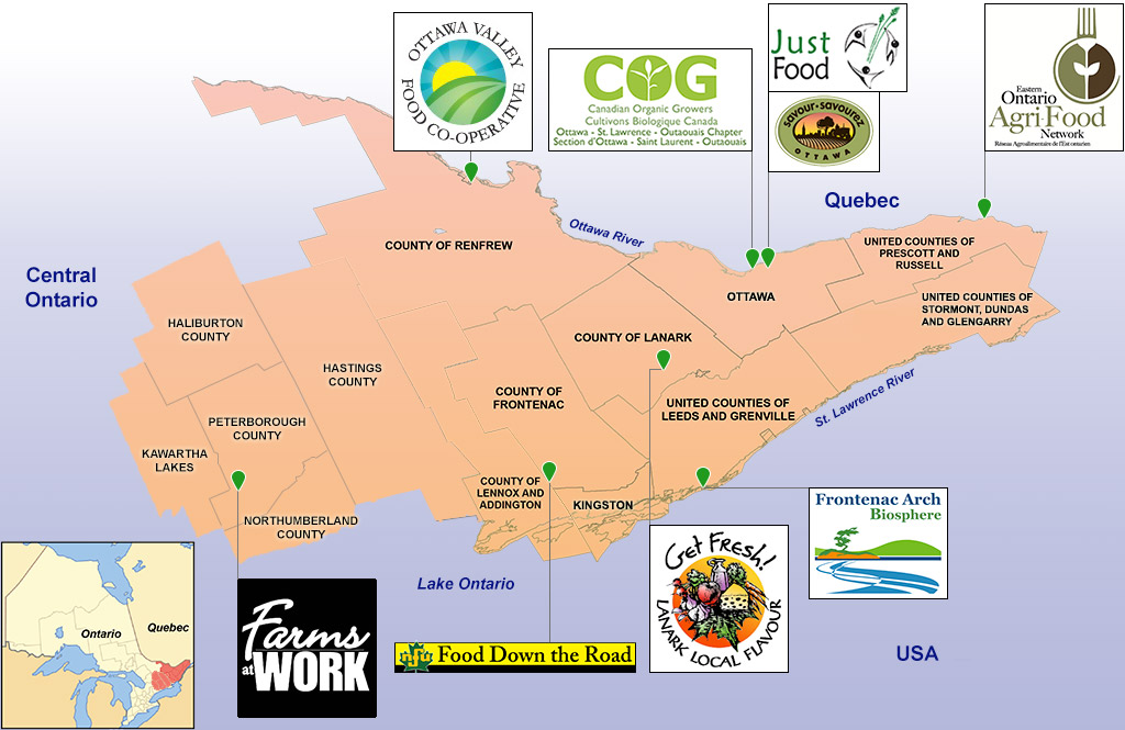 Eastern Ontario Local Food and Farming Collaborative map